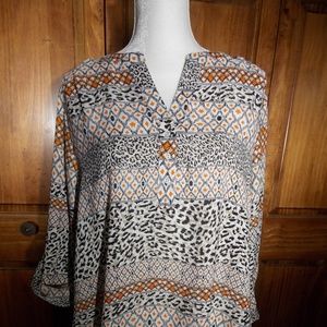 Sharagano Sz 1X Animal Mixed Print Blouse
